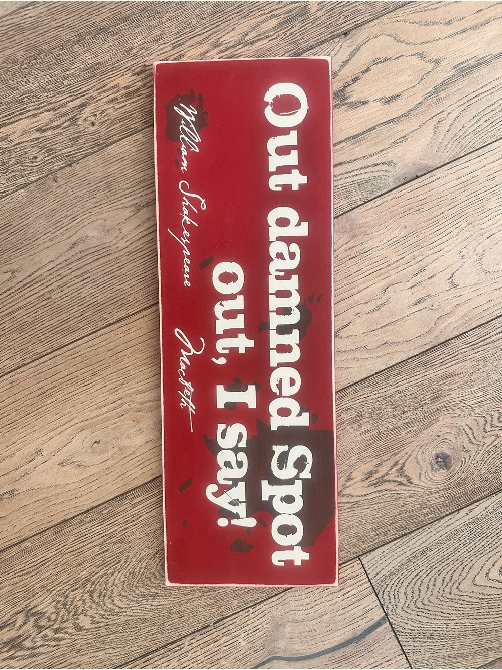 Red Vintage-Style "Out damned Spot" Decorative Wall Plaque